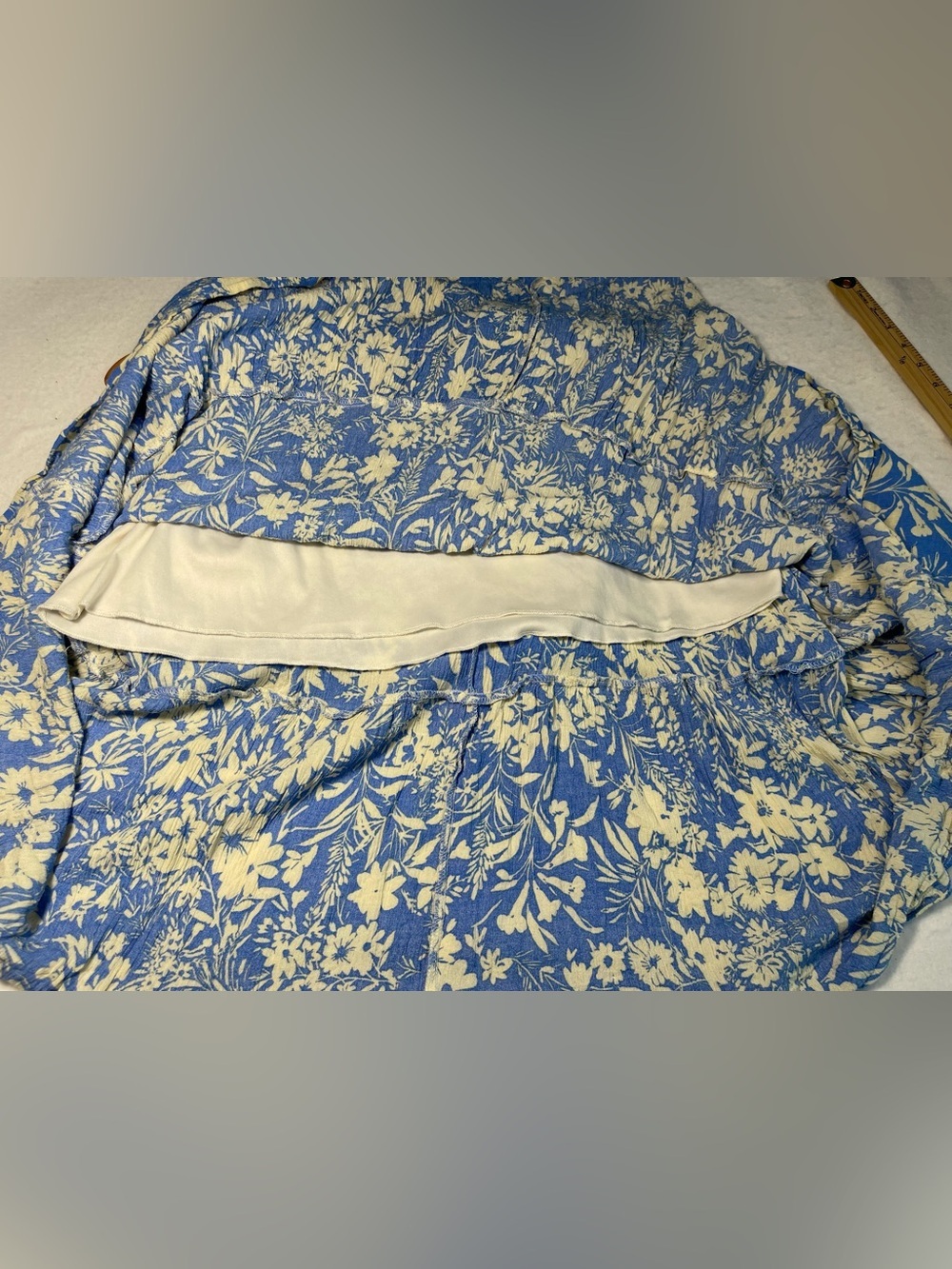 Blue & White Floral Tiered Midi Dress | Cottagecore Boho Sundress | Adjustable - Picture 8 of 9